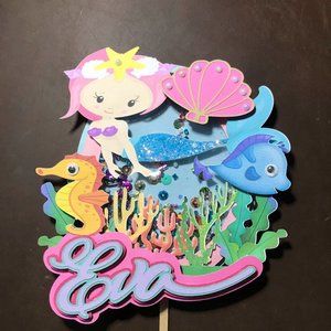 Mermaid Cake Topper 3D - Birthday Cake Topper - Personalized Cake Topper